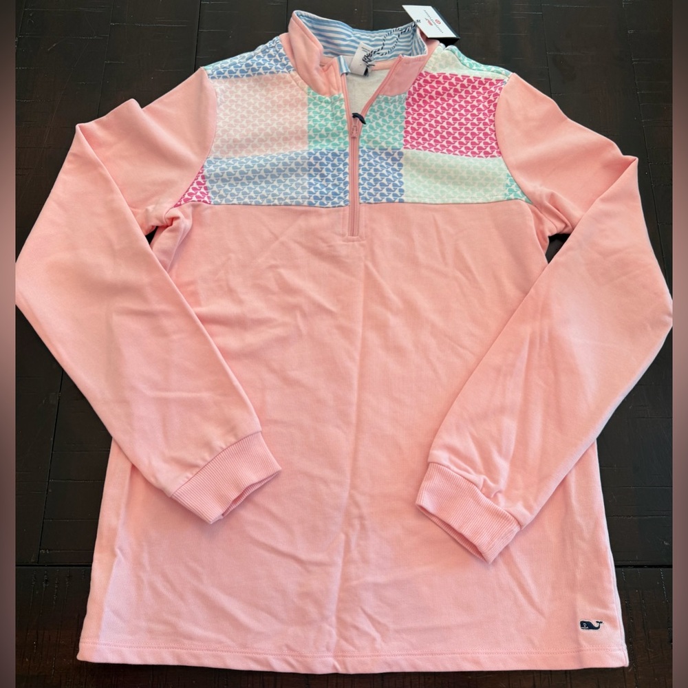 Vineyard Vines for Target Pink Patchwork Quarter-Zip Pullover - Girls XL (14/16)
